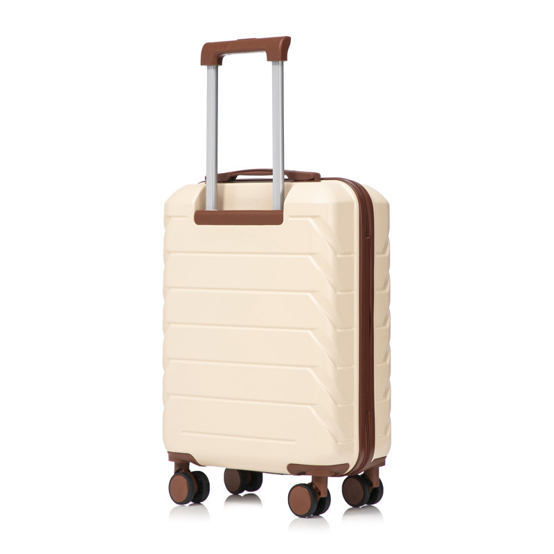 Bagage de cabine rigide en ABS beige de 20 pouces avec roulettes