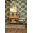 Iron Tabletop Mirror in Aged Gold Finish on White & Gray Marble Base