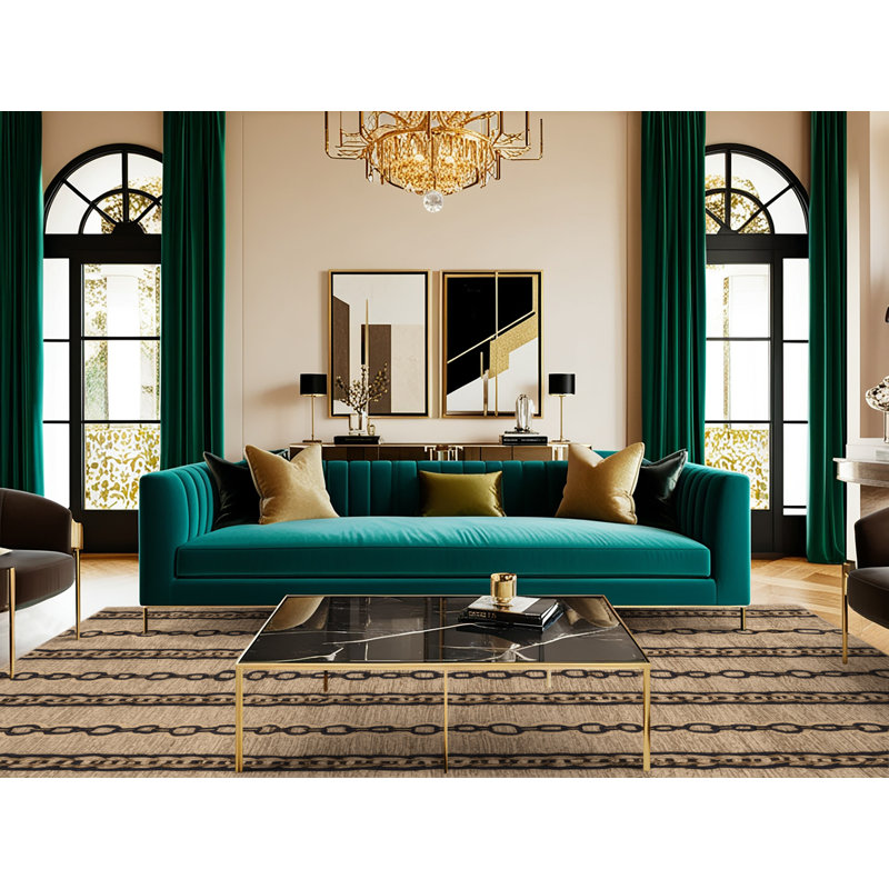  Tapis nautique à motif de chaînes lavables, Carré 4 pi