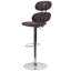 Contemporary Vinyl Adjustable Height Barstool with Ellipse Back and Chrome Base-1487120767