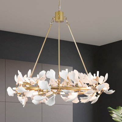 28 - lustre de salle à manger de feuille de ginkgo moderne de 28 lumières pour le salon