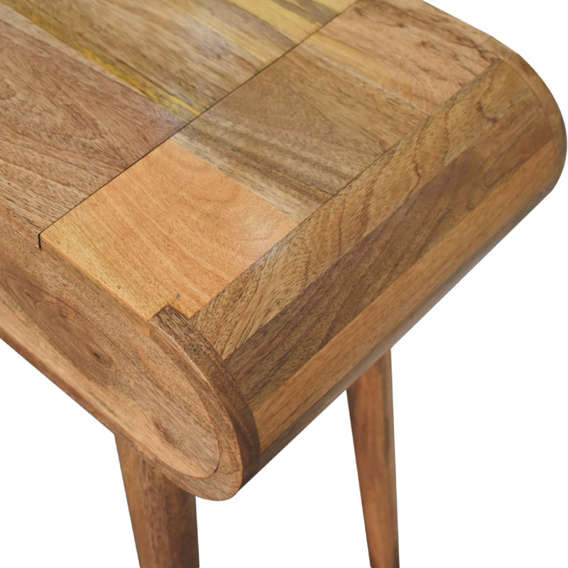 Mini Round Dressing Table, 1 Drawer Storage Compartments, Nordic Legs, Oak-ish, Brown 35×70×79 cm solid wood 1 Piece Dressing Table Brown - compact round tabletop