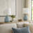 Novack 14.5" Modern Blue Ceramic Table Lamp Set with Pre-Assembled White Linen Shade-814344445