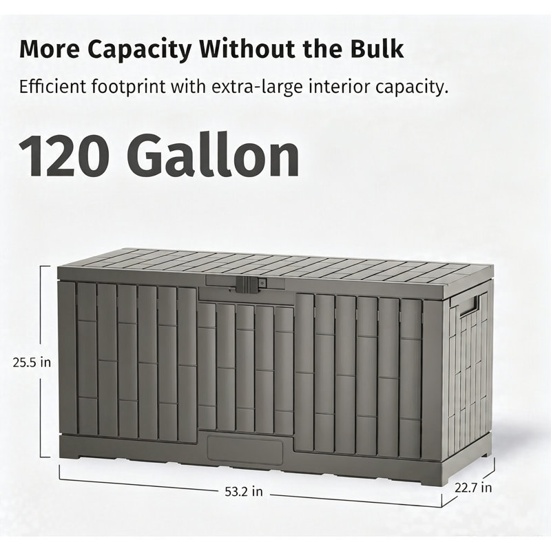 120 Gallon Resin Outdoor Deck Box, Gray