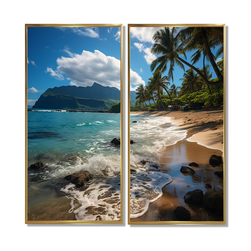 Aloha Tropical Dreamscape Ii - impressions d'art tropicales sur toile, H 40 po x l 40 po, Doré