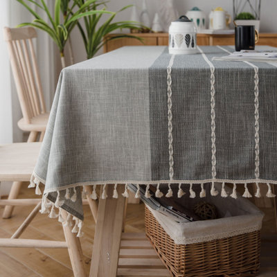 Byrge Striped Cotton Blend Tablecloth