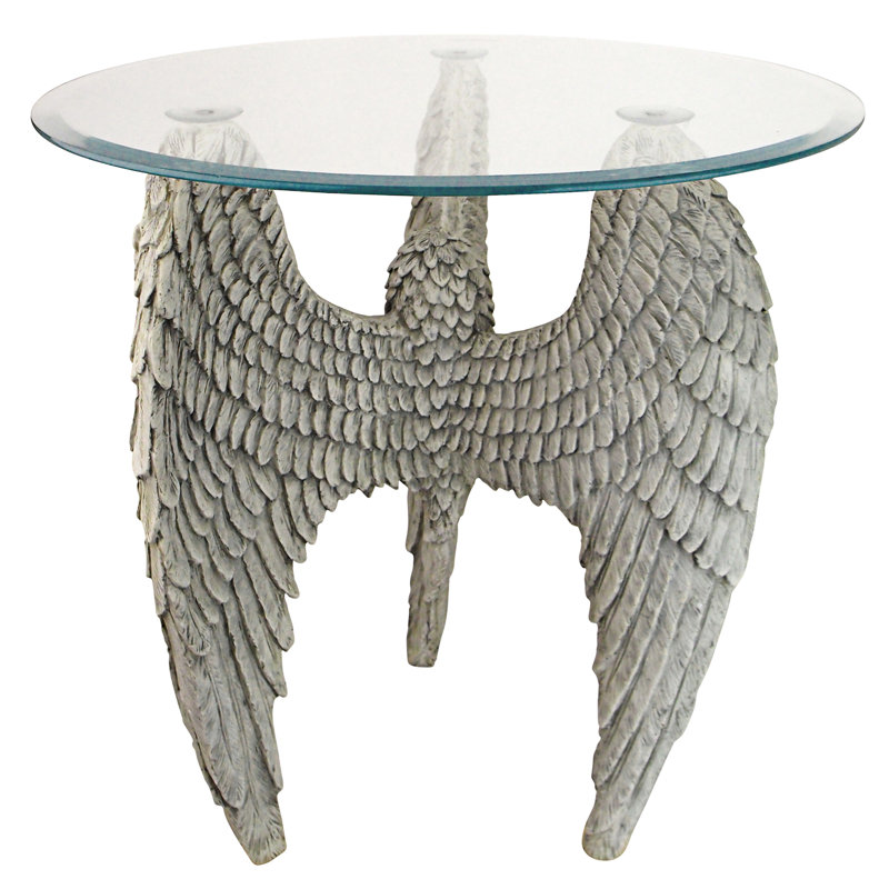 Angel Wings 21.5'' Tall Glass End Table