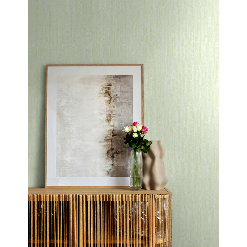 Papier peint en lin Sea Chevron, Vert pâle