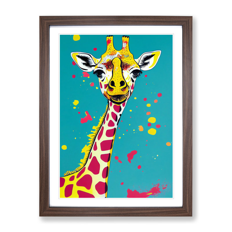 XV1022-1588X Colourful Giraffe No.2 - Single Picture Frame Print, 64cm H x 46cm W, Brown