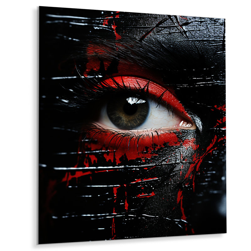 Œil de maquillage tribal rouge africain, H 20 po x l 12 po x P 1 po