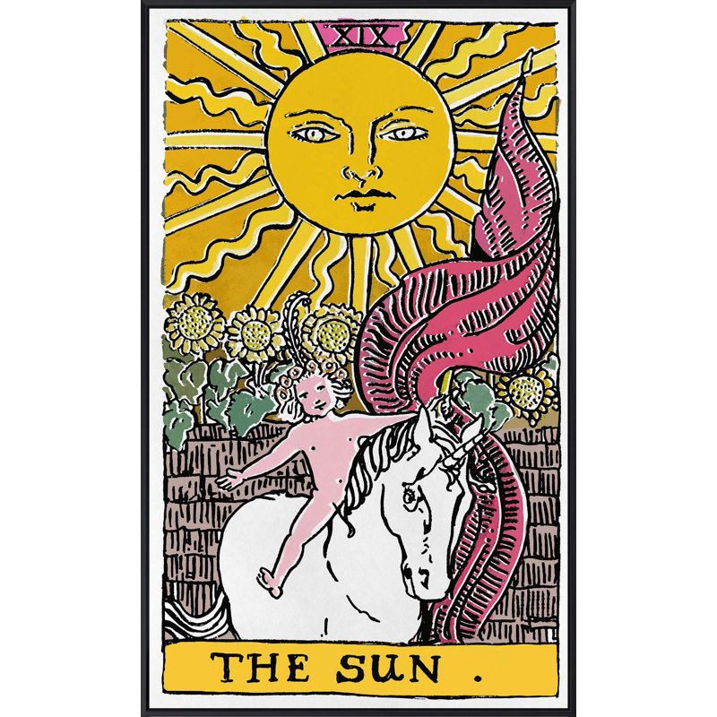 Le soleil par Rita Taverni sur toile, Cadre noir, H 31 po x l 19 po