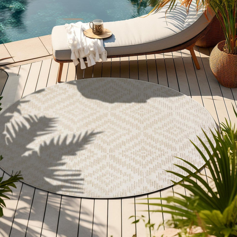 Tapis intérieur / extérieur Sabrina Soto Zigzag, Rond 3 pi 1 po