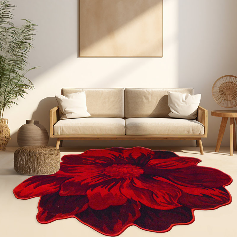 Tapis à motif floral rouge Kunzler, Nouveauté 5 pi 3 po
