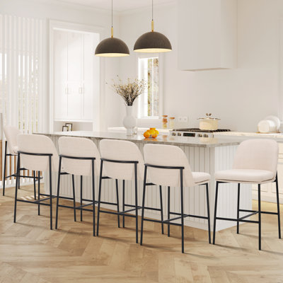 Upholstered Counter Stool with Metal Frame