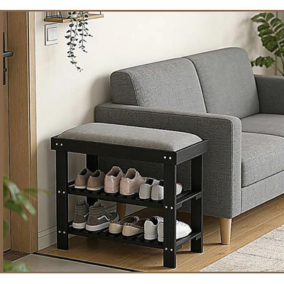 Shoe Organizer, Shoe Storage Bench, 3-Tier Entryway Bench