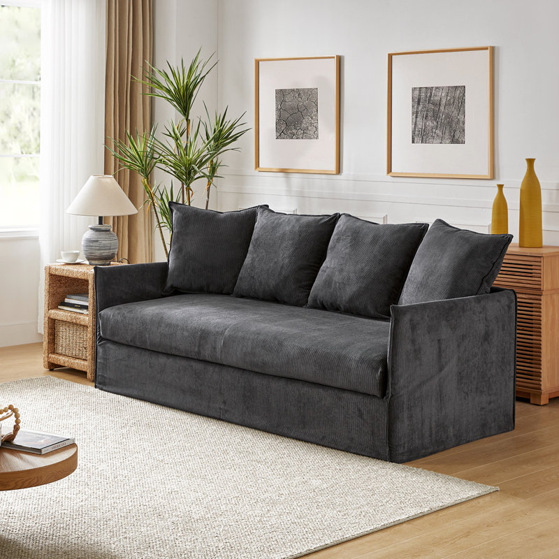 Boduram 80'' Sofa, Charcoal Corduroy