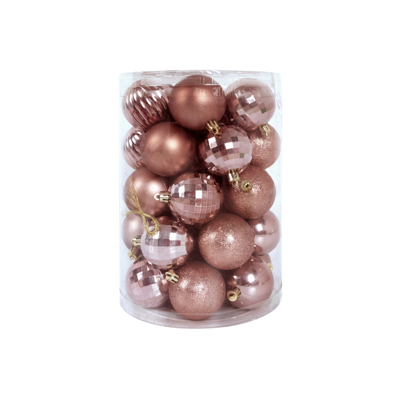 Ensemble 34 pièces de boules incassables, Rose