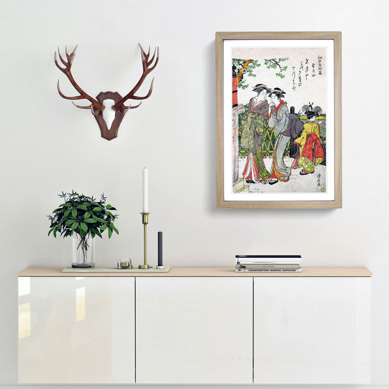 Shotenyama by Torii Kiyonaga - Picture Frame Painting Print, 36cm H x 27cm W x 2cm D, Oak Framed