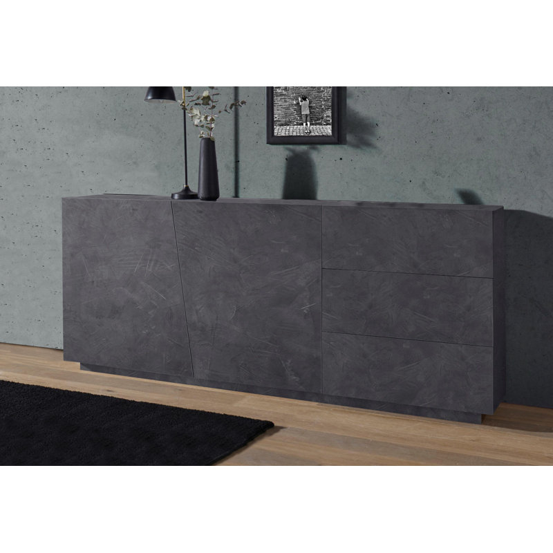 Bayonne 180 Cm Wide 3 Drawer Sideboard, Ardesia Grey