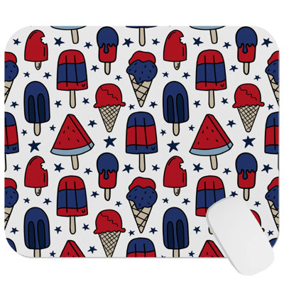 American and Patriotic American 4th of July Icecream USA Modern Gaming Cute Office Laptop Desk Pad Gift Mat Square Rectangle Non-Slip Mousepad