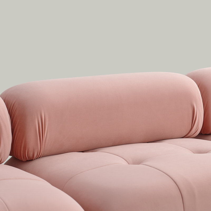 93" Cloud Couch, Modern Velvet Sectional Sofa, Modular L-Shaped Couch with Tufted Design and Ottoman, Ideal for Living Room