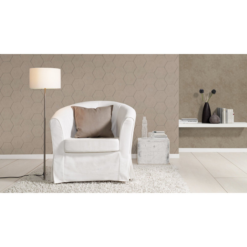 Mueller Non-Pasted Geometric Wallpaper Roll, Light Gray
