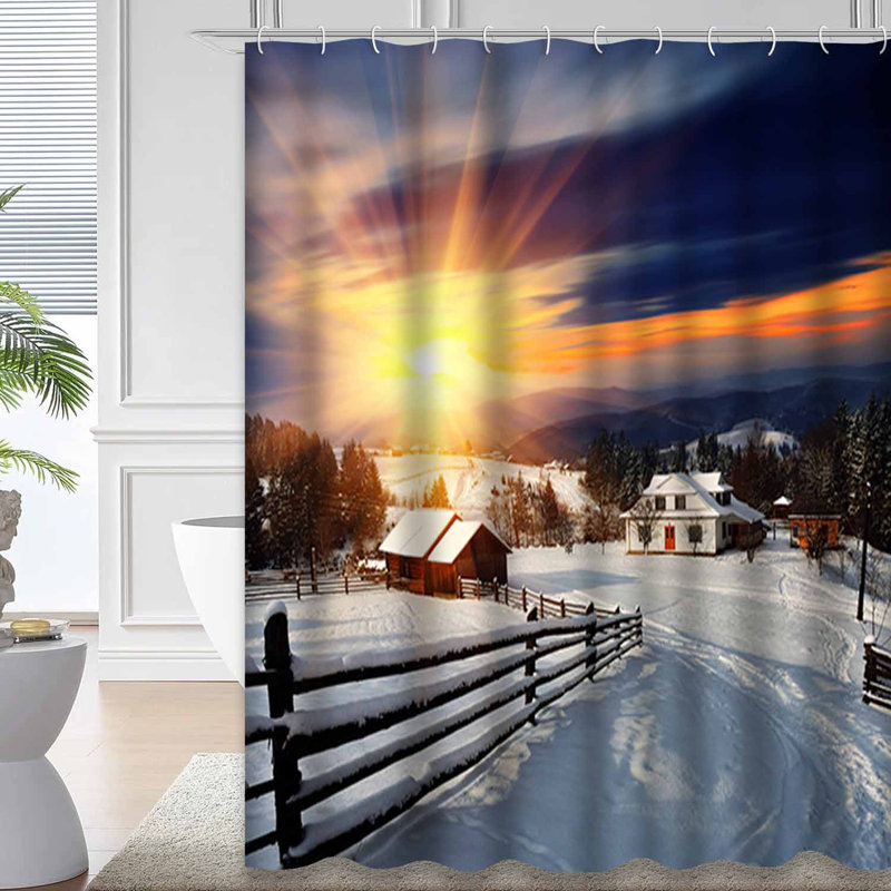 Rideau de douche Winter Mountain Village, L 72 po x l 72 po