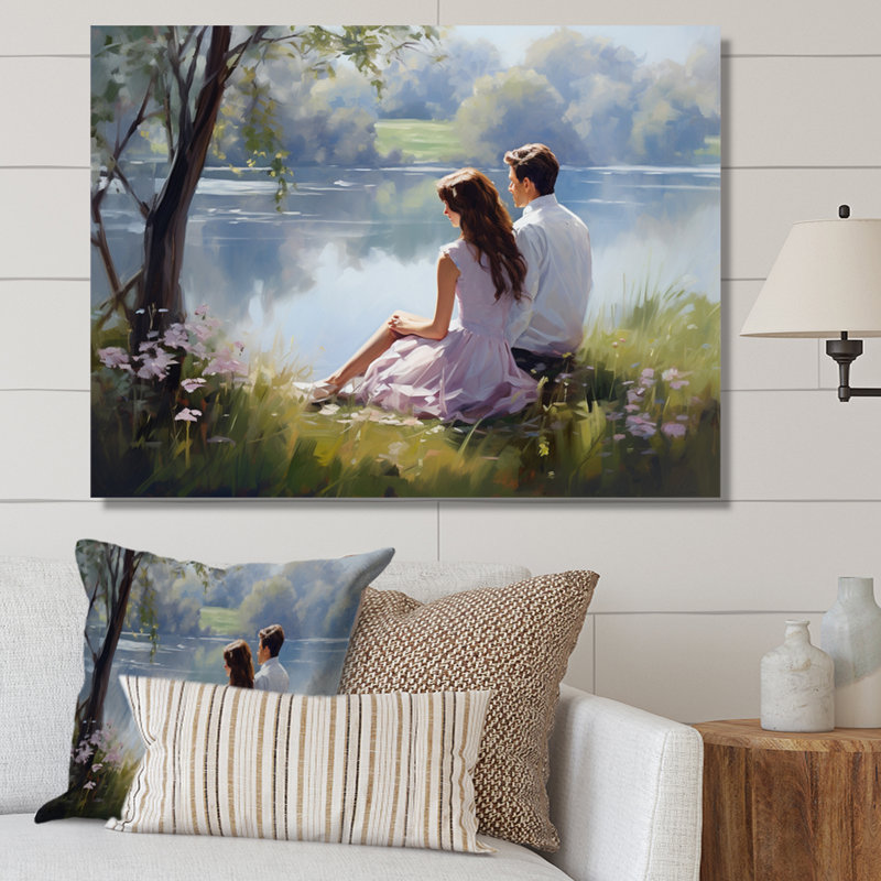 Romantic Couple Landscape Serenity I - Romantic Landscape Canvas Art Print, H 34 po x l 44 po x P 1,5 po, Toile tendue