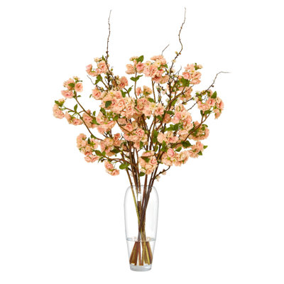 Peach Blossoms in Tapered Glass Vase