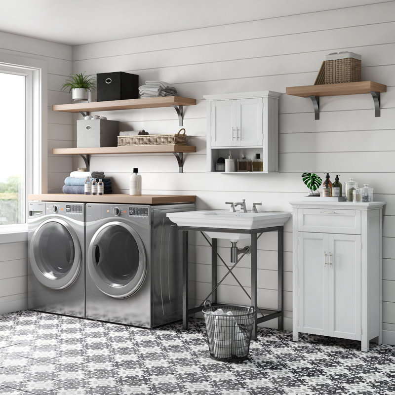 White MDF Two-Door Wall Mount Medicine Cabinet