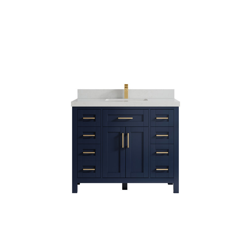 42'' Single Bathroom Vanity with Quartz Top, Carrara Quartz