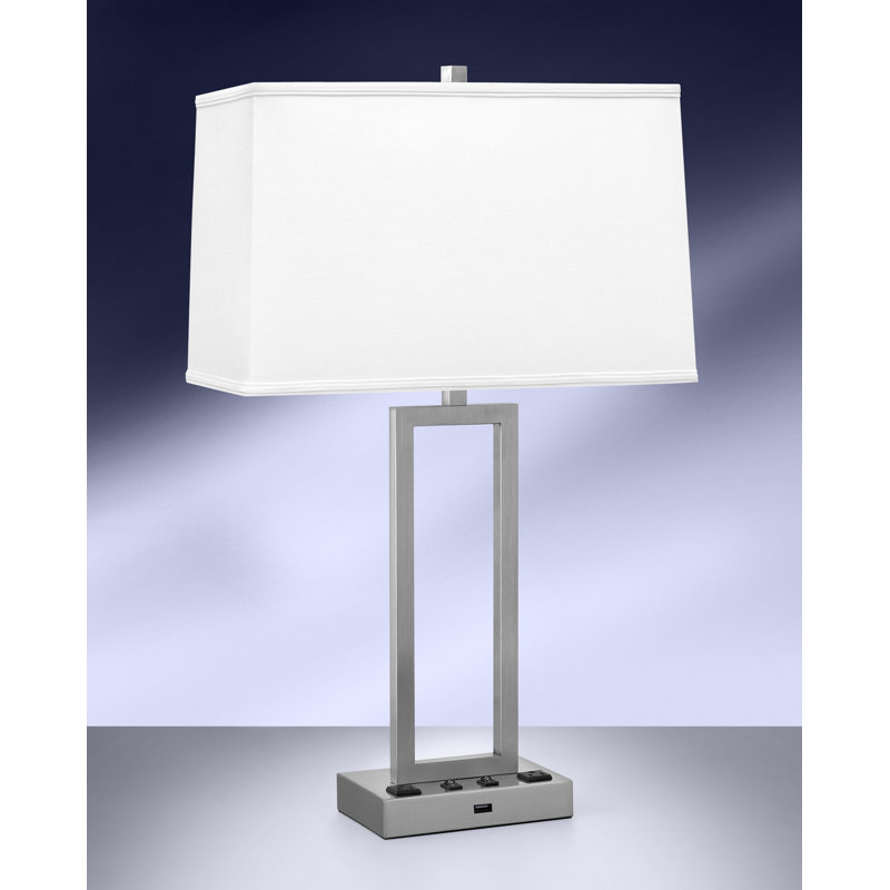 Rugged Rectangles Metal USB Table Lamp