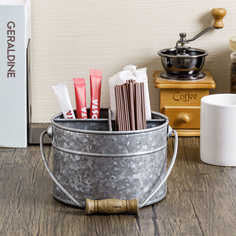 4-Slot Galvanized Metal Flatware Caddy
