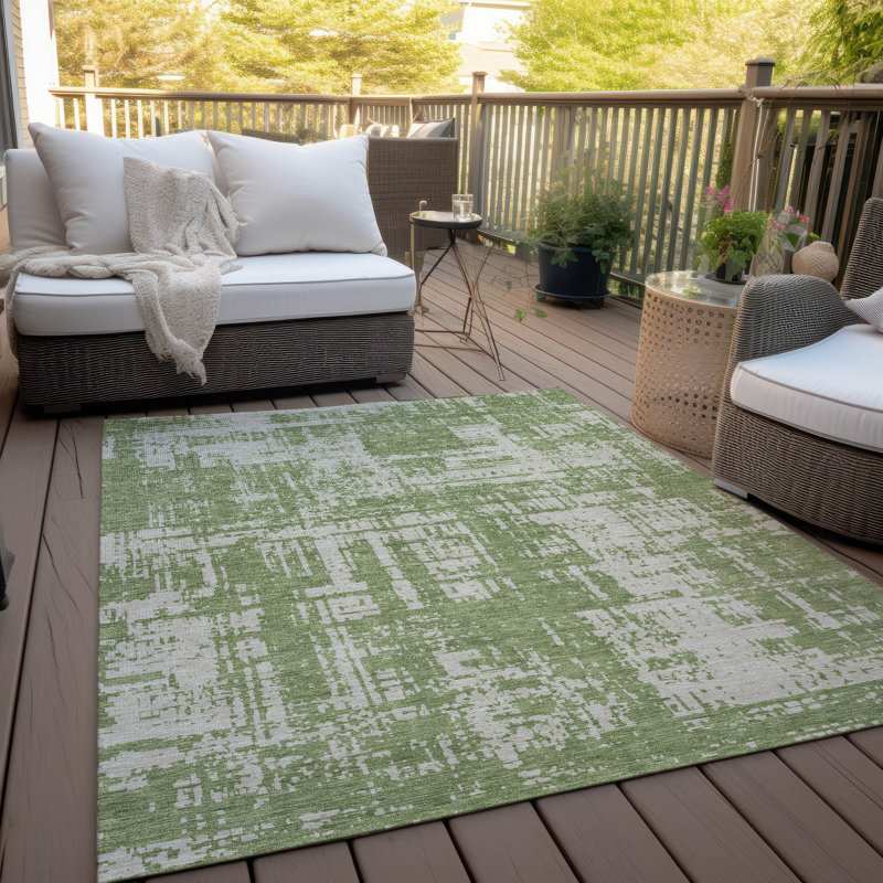 Malek Indoor/Outdoor Area Rug with Non-Slip Backing, Rectangle 3' x 5'
