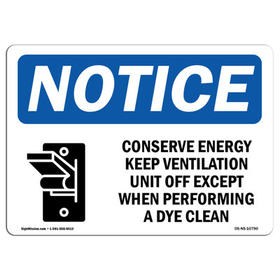 SignMission Notice - Conserve Energy Keep Ventilation Sign with Symbol ...