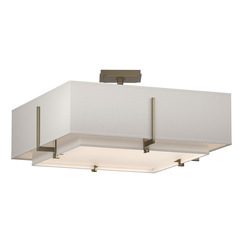 Plafonnier semi-encastré 20,6 po à 4 lumières Exos, Lin, Or doux