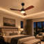 Ventilateur de plafond en bois massif de 52 pouces avec télécommande DEL à intensité variable et moteur intelligent à 6 vitesses réversible pour un salon