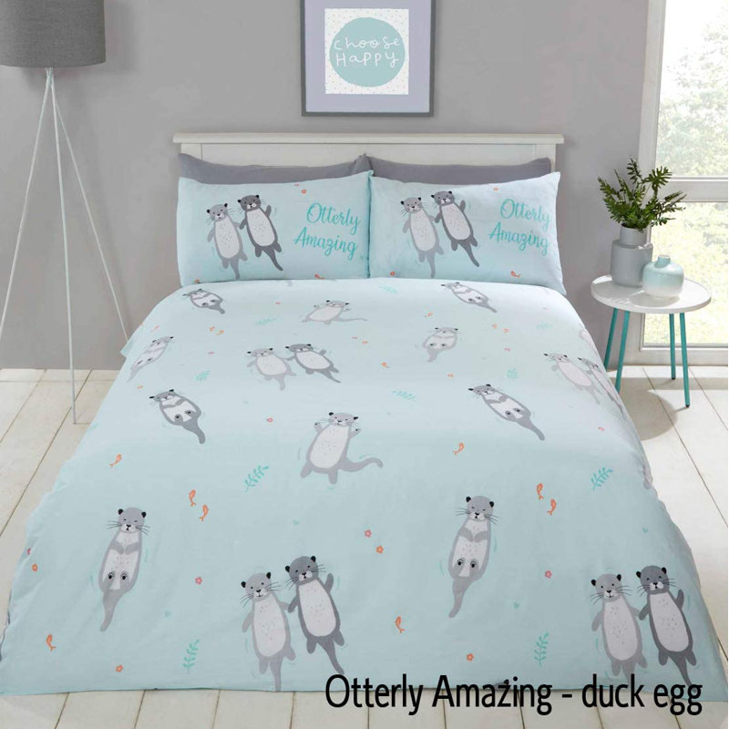 Bustos Bedding with Pillowcases, Blue/Grey, Double (200 x 200cm) Duvet Cover