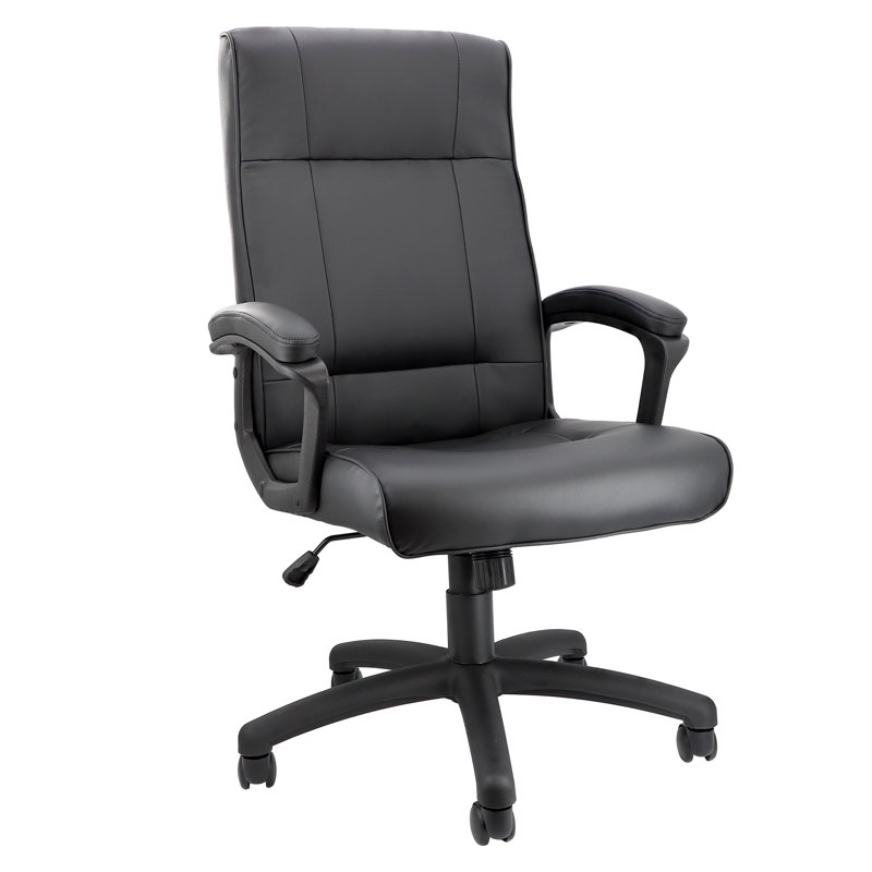  High Back Adjustable Faux Leather Office Chair in Black