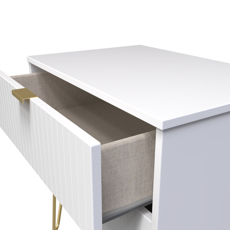 Beranda 58cm W Manufactured Wood Bedside Table, White Matt