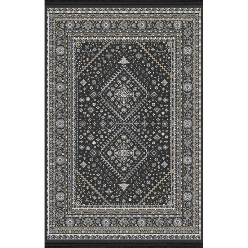 Tapis décoratif noir lavable à la machine, Tapis de couloir 3 pi 3 po x 9 pi 10 po