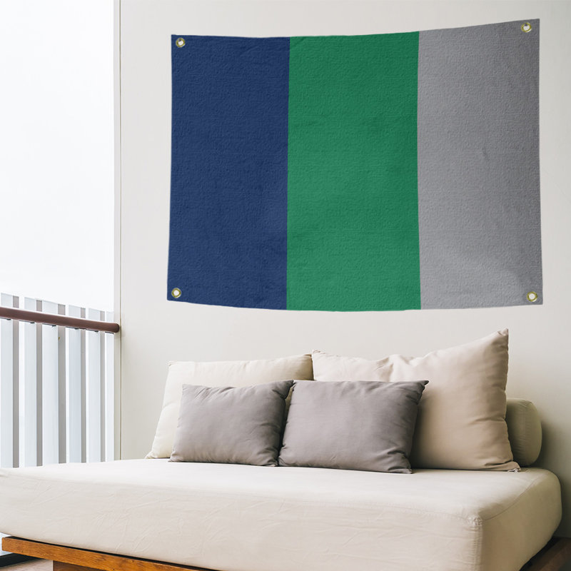 Vancouver Polyester Tapestry, Blue/Green/Cool Grey, 50" H x 59" W x 1" D
