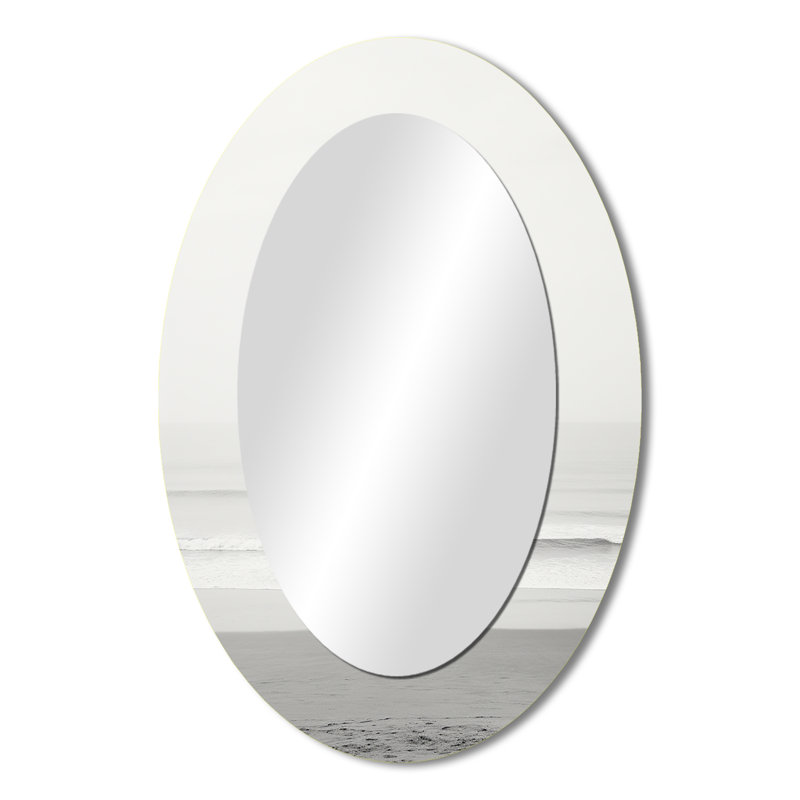 Miroir mural ovale gris et noir en noir et blanc, 36 po x 24 po