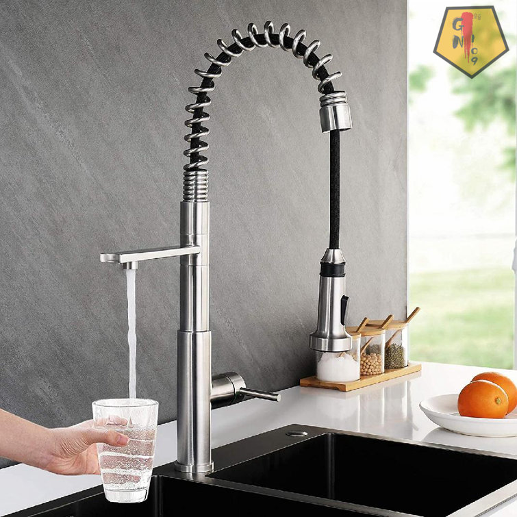 Gn109 3 Way Kitchen Faucet, Drinking Water Faucet, Kitchen Sink Faucet With  Pull Out Sprayer Commercial Single Handle Lever Spring Kitchen Faucet, 3 In  1 Water Filter Faucet - Wayfair Canada