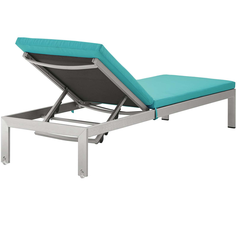Chaise longue d'extérieur en aluminium avec coussins 3 pièces Shore, Turquoise