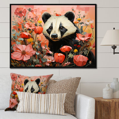 Panda Blooms Meadow - Panda Animal, art mural