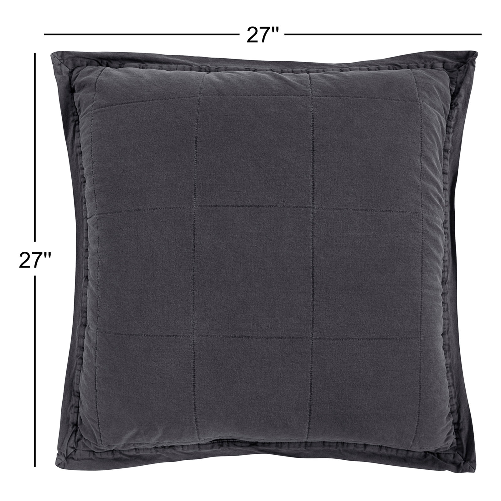 Cotton Canvas Stonewashed Shams, Euro, Charcoal