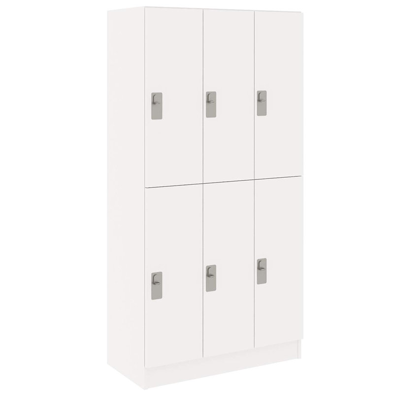 Armoire de salle de classe triple à six compartiments avec porte, 59" H x 36" W x 17" D, 6, Terne