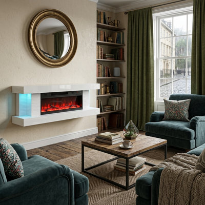 Metro Lane 140cm W White Electric Fireplace