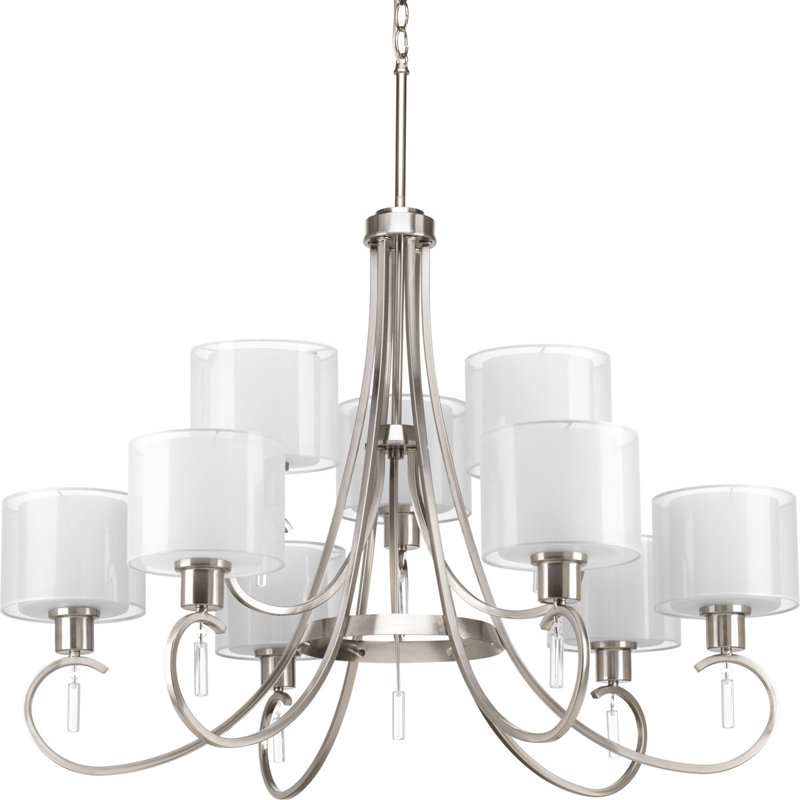 Ernestina 9 - Light Dimmable Tiered Chandelier, Brushed Nickel
